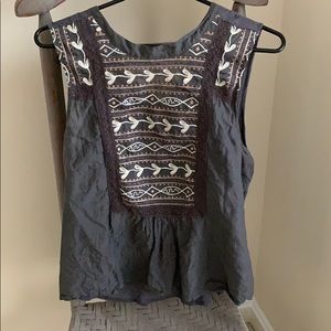 Anthropologie Tiny Brand Gray Boho Blouse